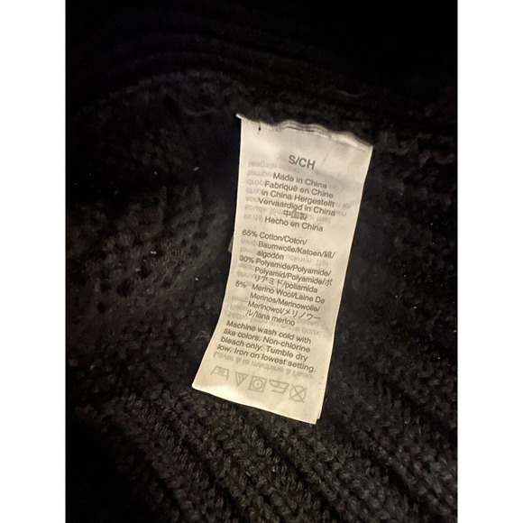 J. Crew Turtleneck Poncho Black Oversized Chunky Knit Ribbed Women's Size Small - Picture 8 of 10